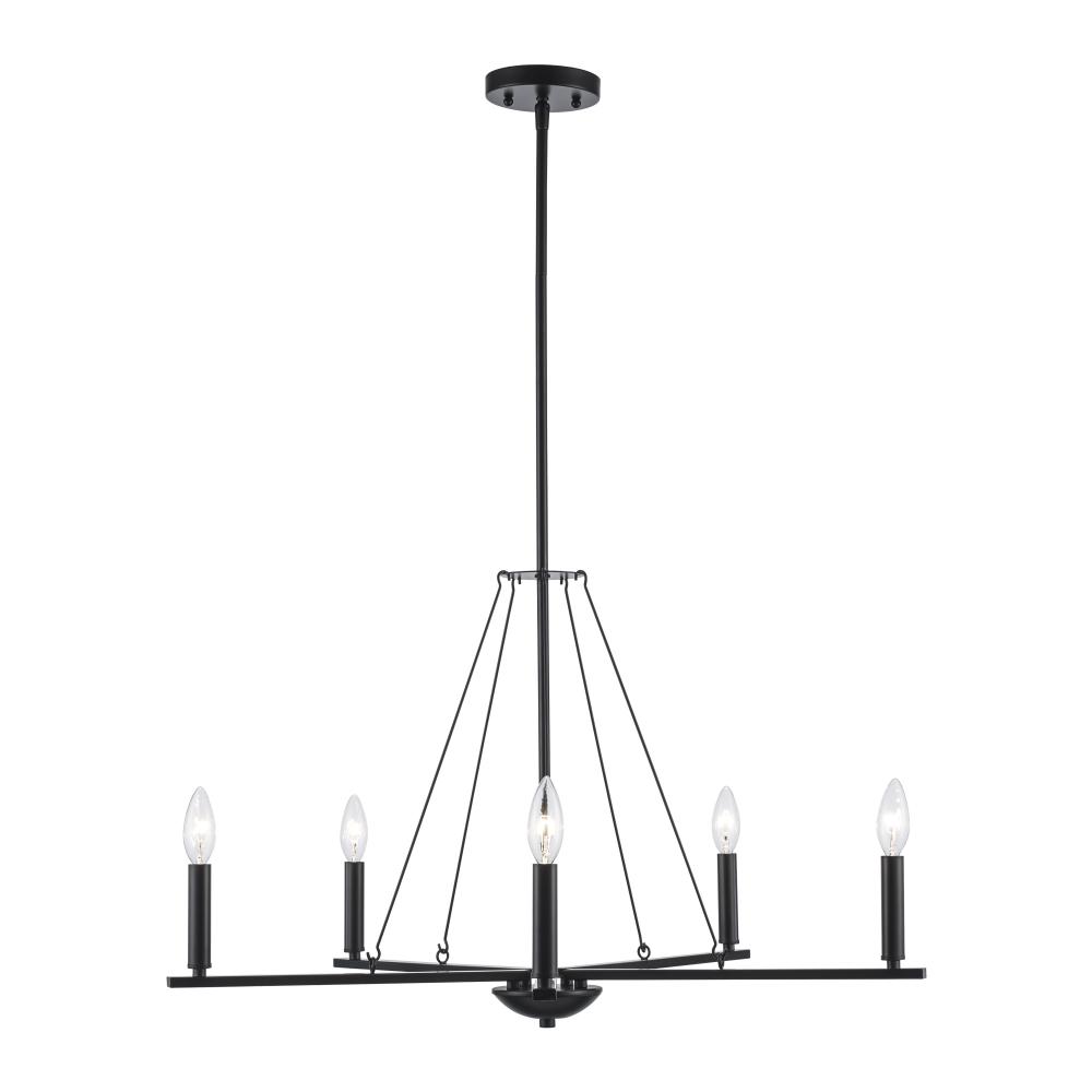 5LT CHANDELIER-THIN SPIRAL-BK